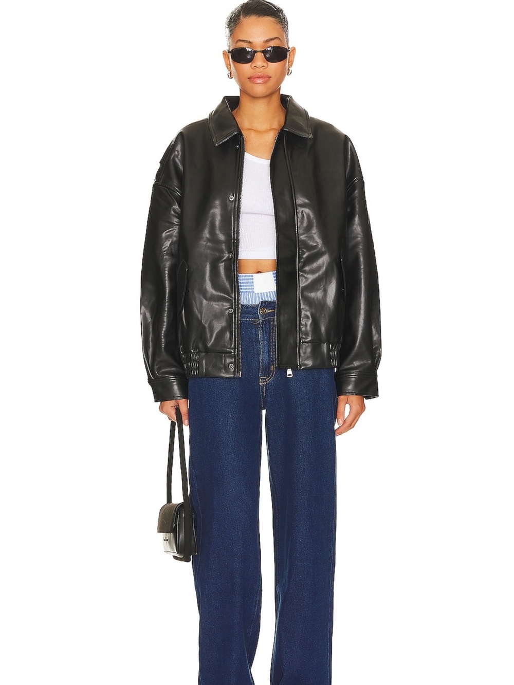 Lioness Black Faux Leather Bomber Jacket - Picture 7 of 7